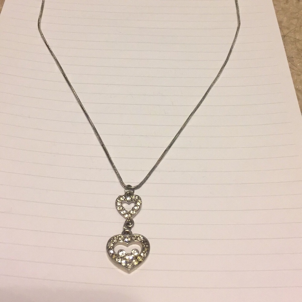 Double heart drop necklace